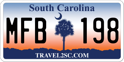 SC license plate MFB198
