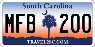 SC license plate MFB200