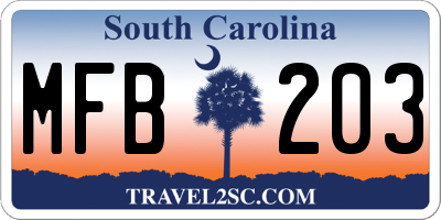 SC license plate MFB203
