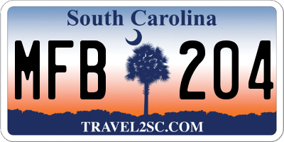 SC license plate MFB204