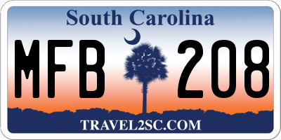SC license plate MFB208