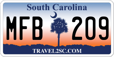 SC license plate MFB209