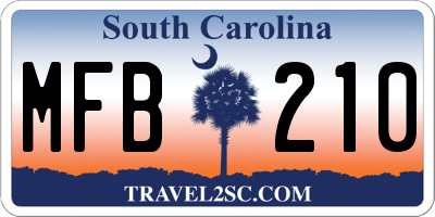 SC license plate MFB210