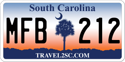 SC license plate MFB212