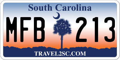 SC license plate MFB213