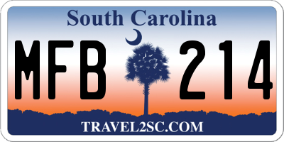 SC license plate MFB214
