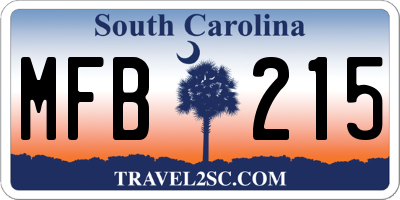 SC license plate MFB215