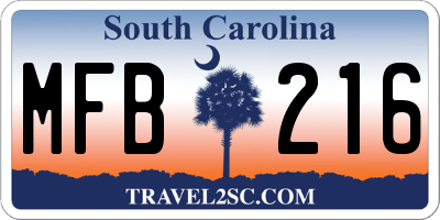 SC license plate MFB216