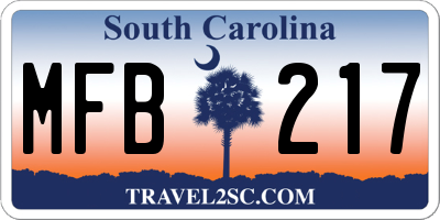 SC license plate MFB217
