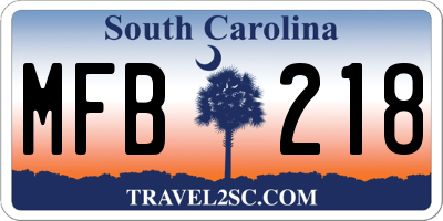 SC license plate MFB218