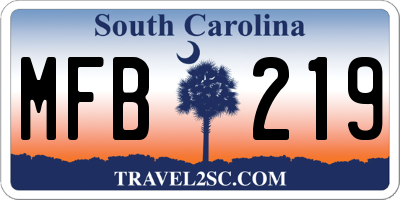 SC license plate MFB219