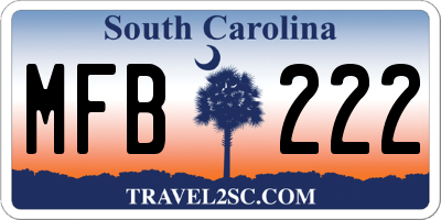 SC license plate MFB222