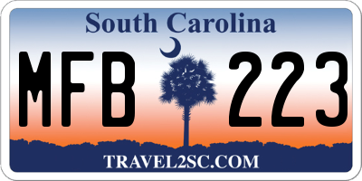 SC license plate MFB223
