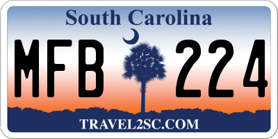 SC license plate MFB224