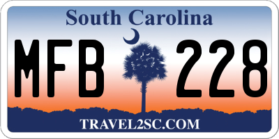 SC license plate MFB228