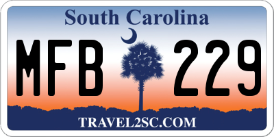 SC license plate MFB229