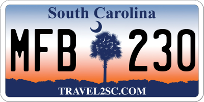 SC license plate MFB230
