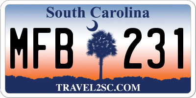 SC license plate MFB231