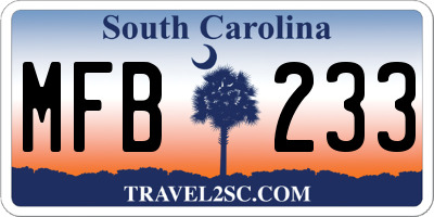 SC license plate MFB233