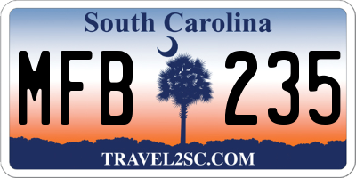 SC license plate MFB235