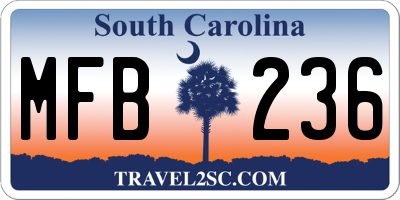 SC license plate MFB236