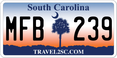 SC license plate MFB239