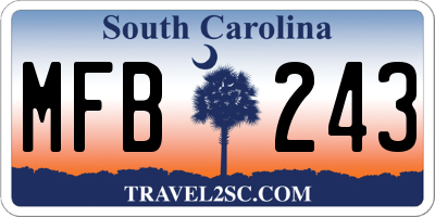 SC license plate MFB243