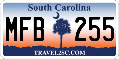 SC license plate MFB255