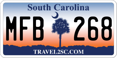 SC license plate MFB268