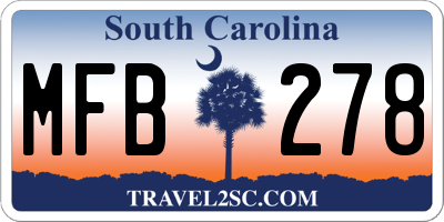 SC license plate MFB278