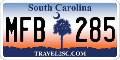 SC license plate MFB285