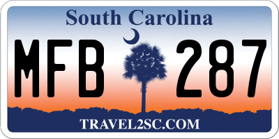 SC license plate MFB287