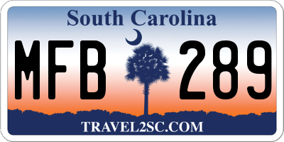 SC license plate MFB289