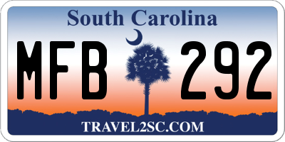 SC license plate MFB292