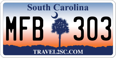 SC license plate MFB303