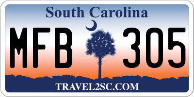 SC license plate MFB305