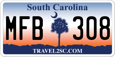 SC license plate MFB308
