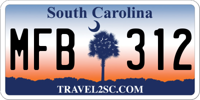 SC license plate MFB312