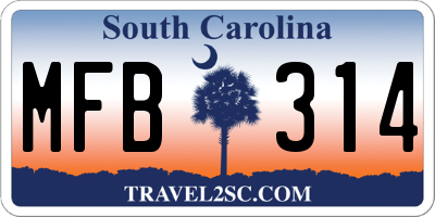 SC license plate MFB314