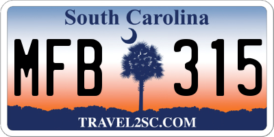 SC license plate MFB315
