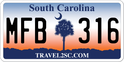 SC license plate MFB316