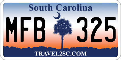 SC license plate MFB325
