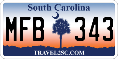SC license plate MFB343