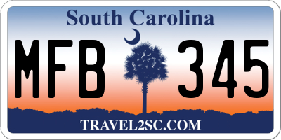 SC license plate MFB345