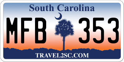 SC license plate MFB353