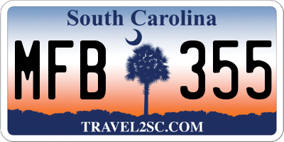 SC license plate MFB355