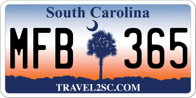 SC license plate MFB365