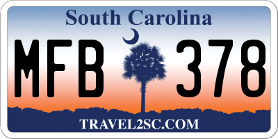 SC license plate MFB378