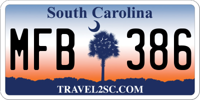 SC license plate MFB386