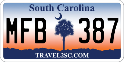 SC license plate MFB387